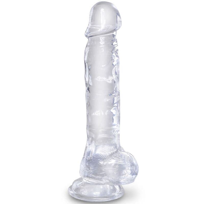 KING COCK - Clear - Prozirni realistični penis s mućima, 16,5 cm - Prozirna