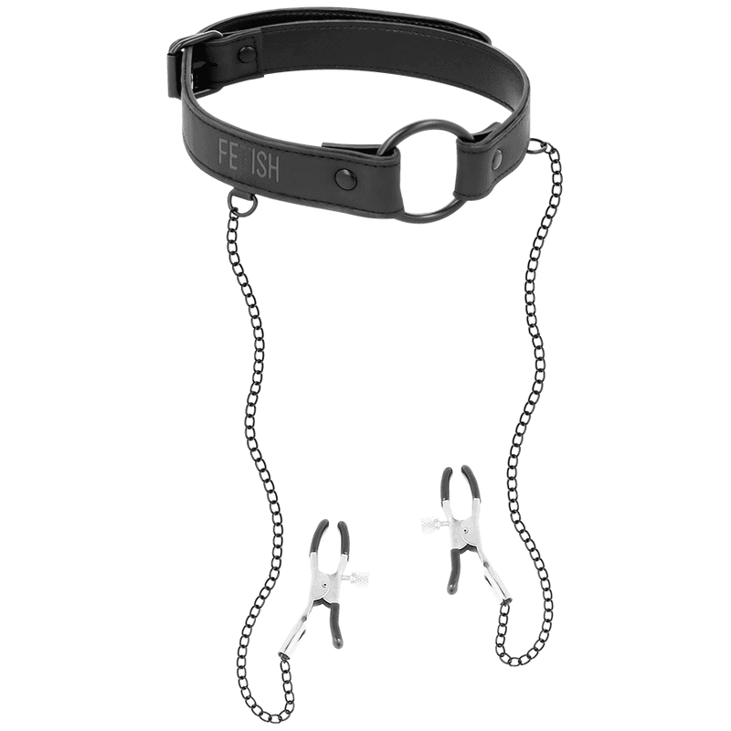 Gag ring with nipple clamps