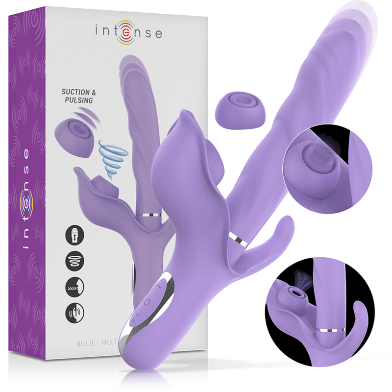 INTENSE - BILLIE VEČNAMENSKI POLNILNI SESALNI VIBRATOR Z GUMBOM, VIJOLIČEN
