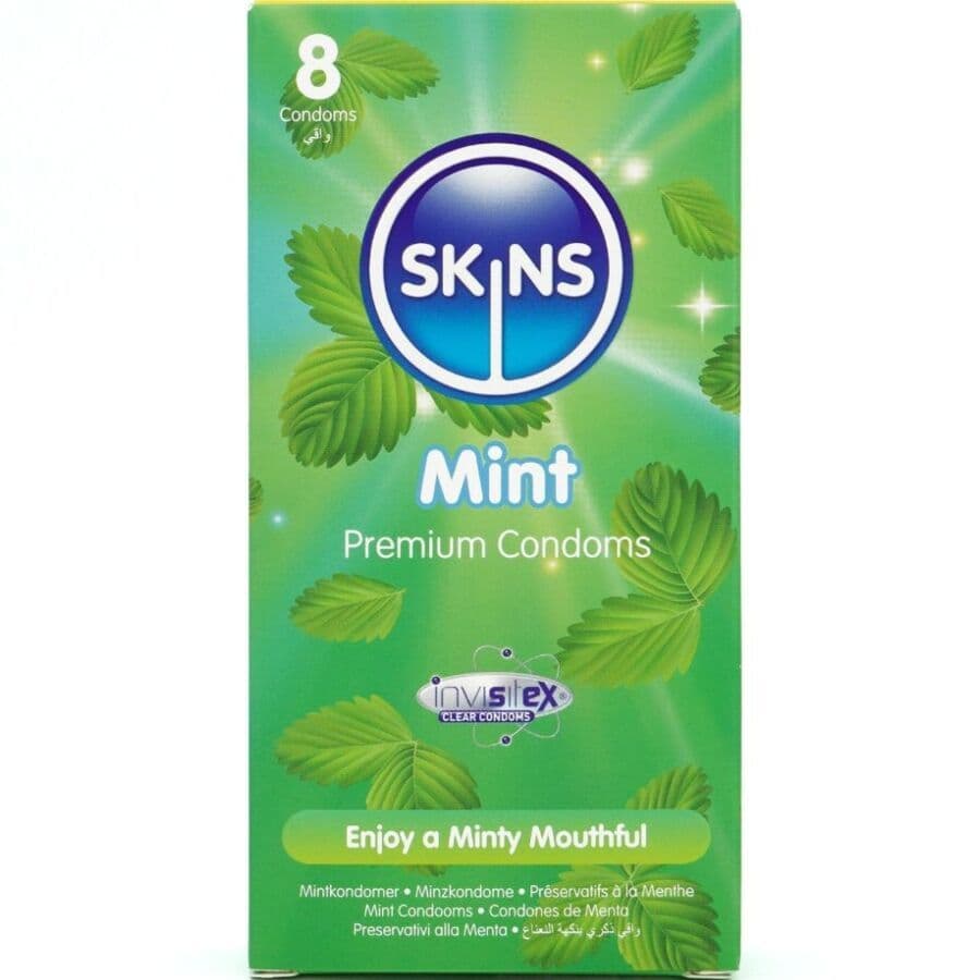 SKINS - MINT PREMIUM KONDOMI S OKUSOM MENTE, PAKIRANJE 8