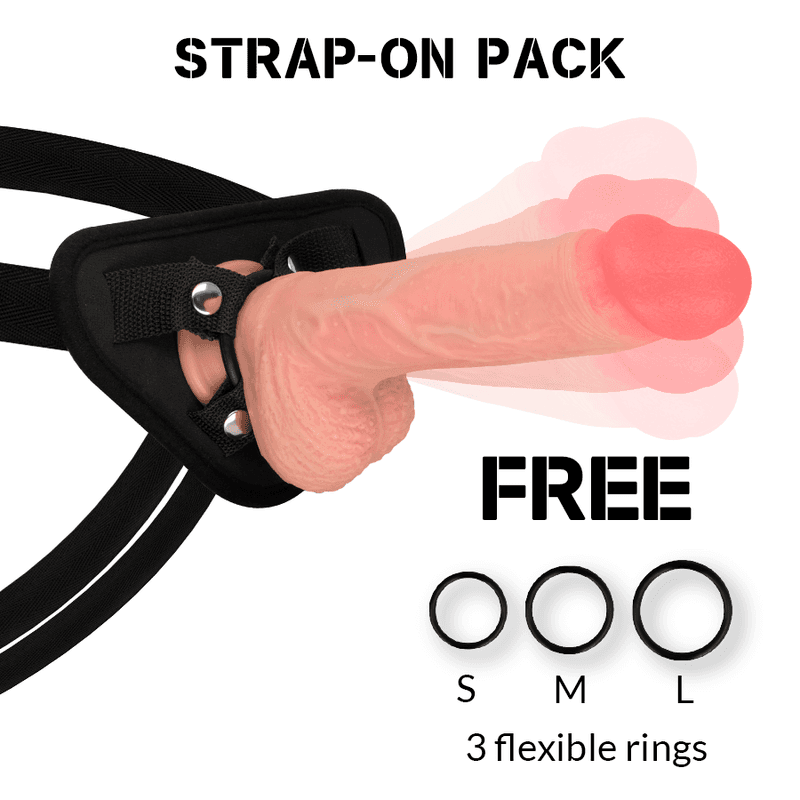 ROCKARMY - REMENJE + VIBRATOR S ROTACIJOM HAWK 22 CM, Ø 4,6 CM
