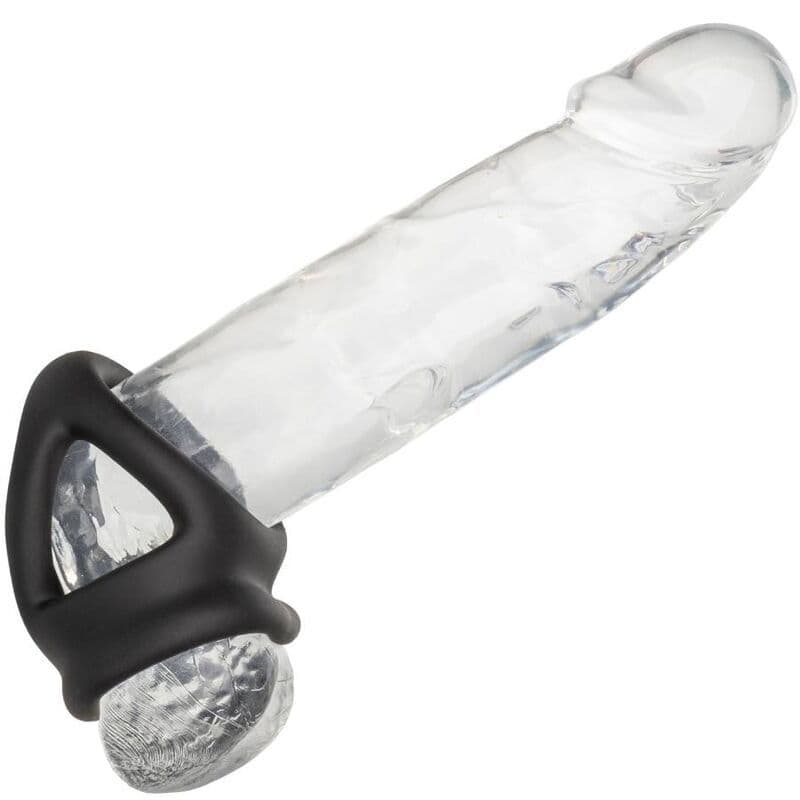 CALEXOTICS - ALPHA DVOJNI OBROČEK ZA PENIS S KLETKO, ČRN