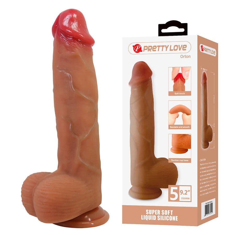 PRETTY LOVE - ORTON REALISTIČNI DILDO S VAKUUMSKOM ČAŠICOM 23,5 CM -Ø- 4,9 CM