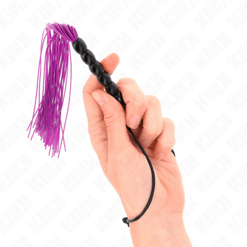 KINK - MINI SILIKONSKI BIČ SA 6 LJUBIČASTIH KUGLICA, 26 CM