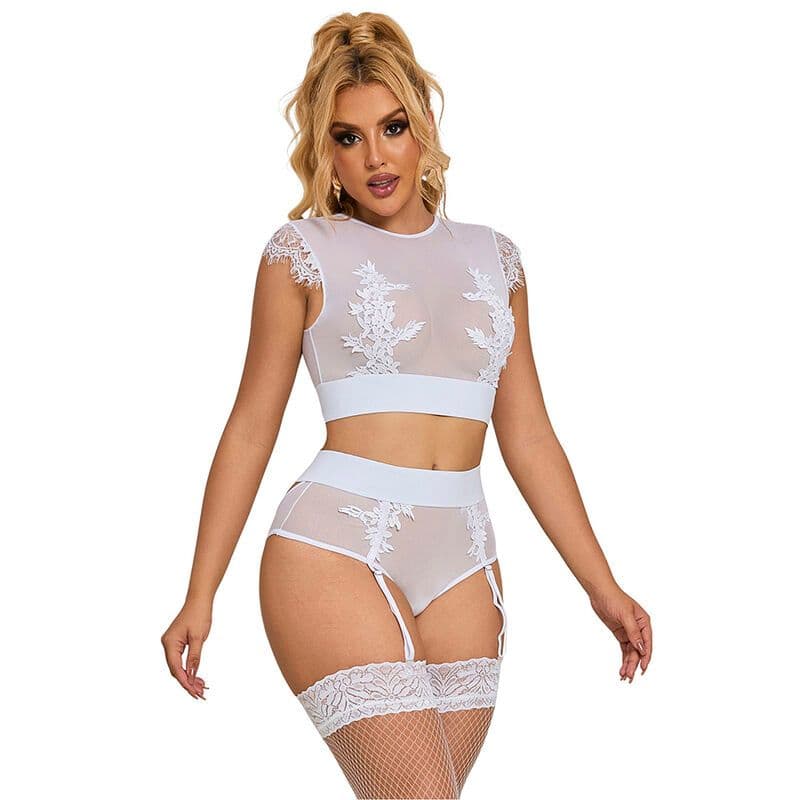 SUBBLIME - 954048 GRUDNJAK + GAĆICE S POJASOM ZA ČARAPE BIJELA L/XL