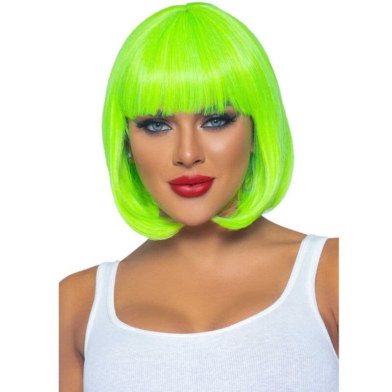 LEG AVENUE - FLUORESCENTNA PERIKA BOB, NEONSKO ZELENA