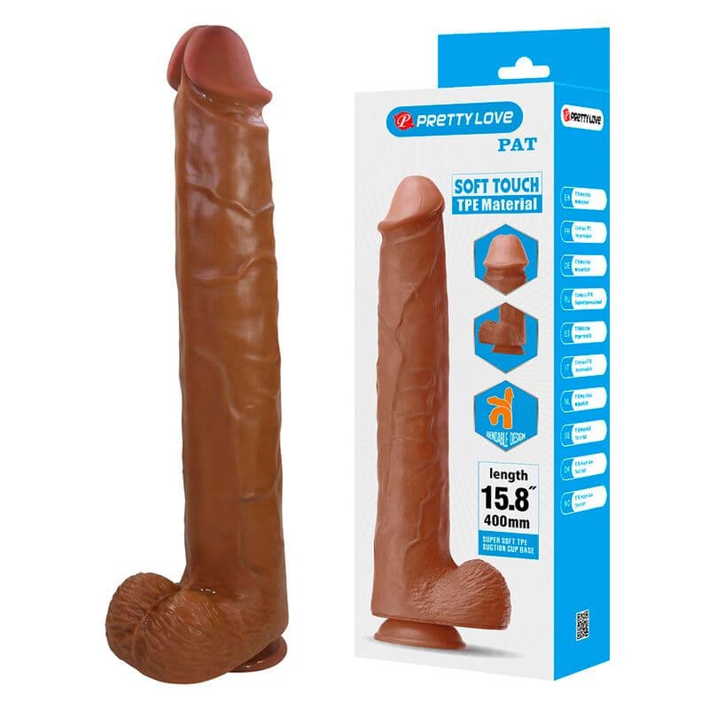 PRETTY LOVE - PAT DILDO FLESSIBILE REALISTICO CON VENTOSA 40 CM -Ø- 6 CM MARRONE