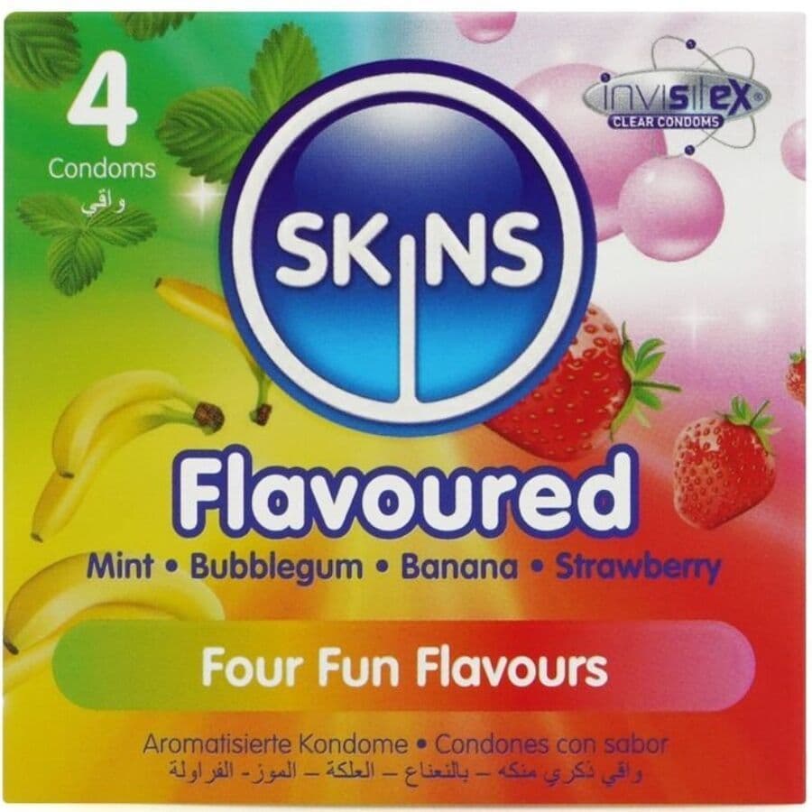 SKINS - MULTI FLAVORS PREMIUM KONDOMI S OKUSIMA, PAKIRANJE 4