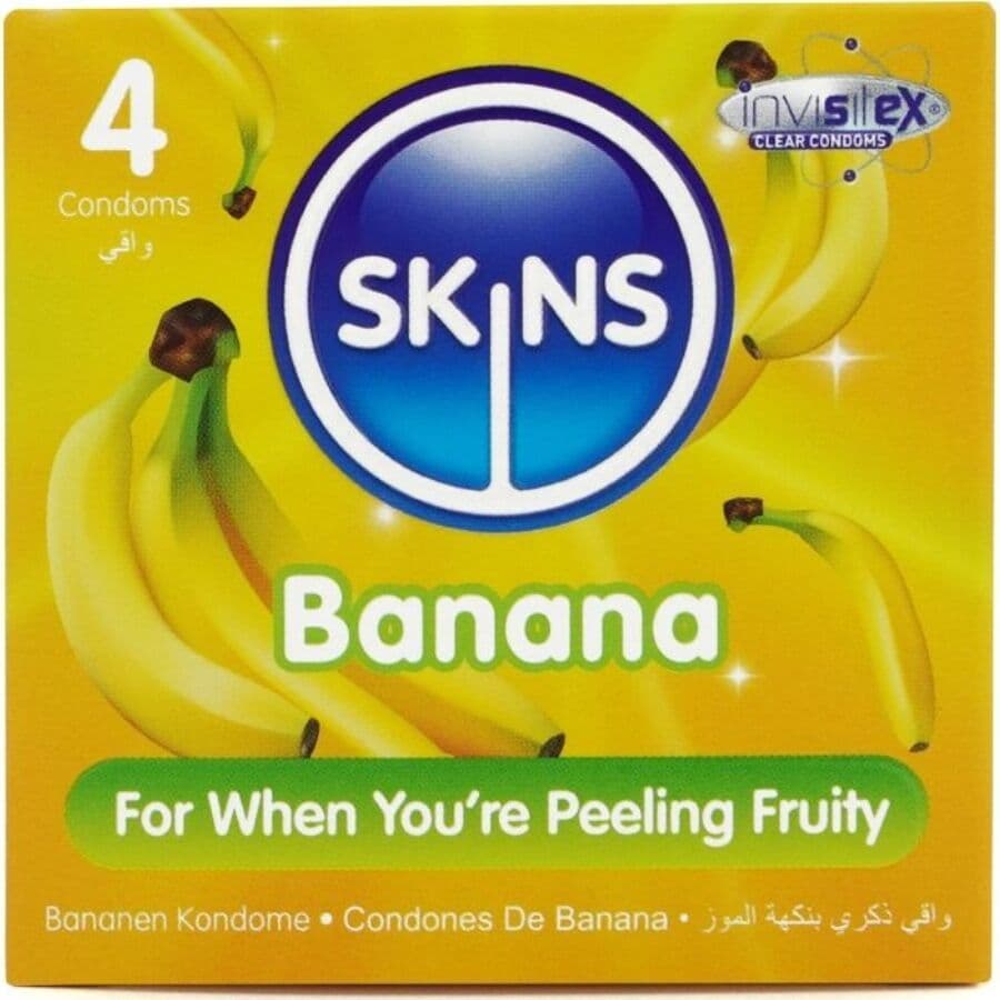 SKINS - BANANA PREMIUM KONDOMI S OKUSOM BANANE, 4 KOMADA