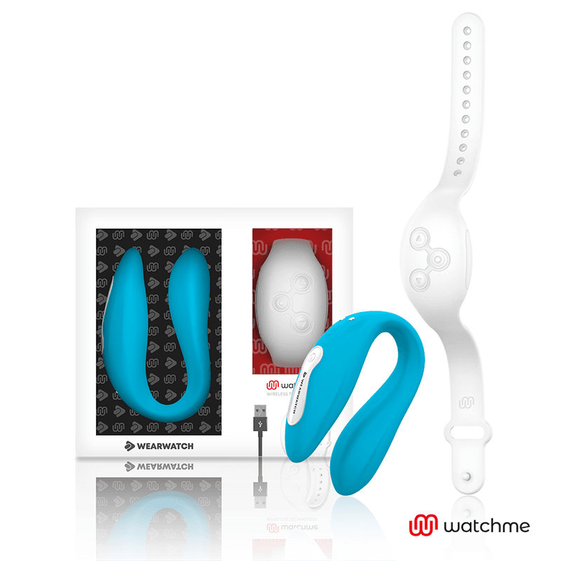 WEARWATCH DUAL VIBRATOR ZA PARE Z DALJINSKIM UPRAVLJALNIKOM WATCHME, INDIGO / SNEŽNO BELA