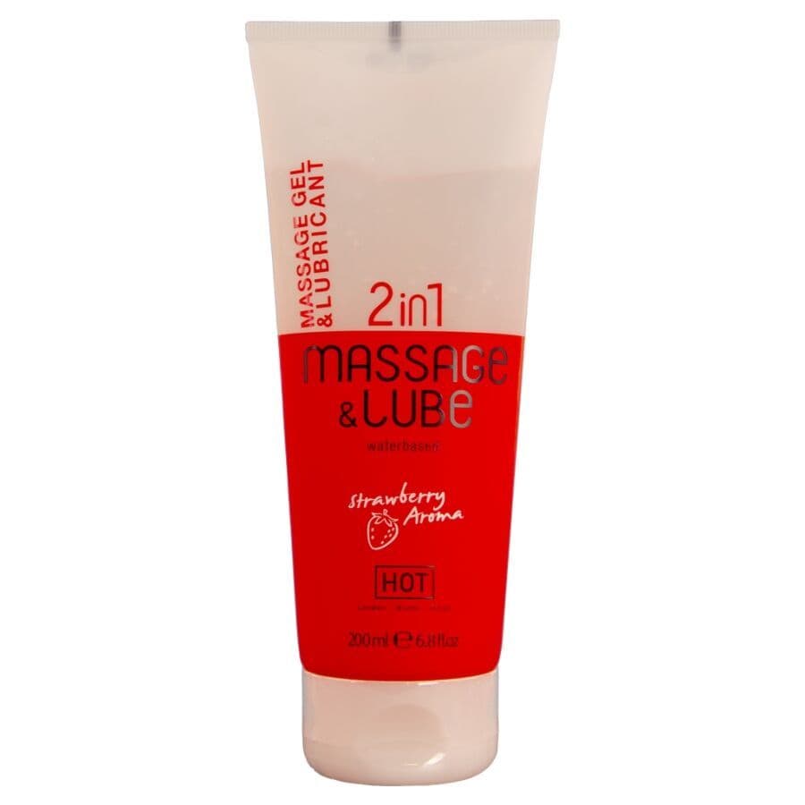 HOT - MASAŽNI I KLIZNI GEL 2U1 JAGODA 200 ML