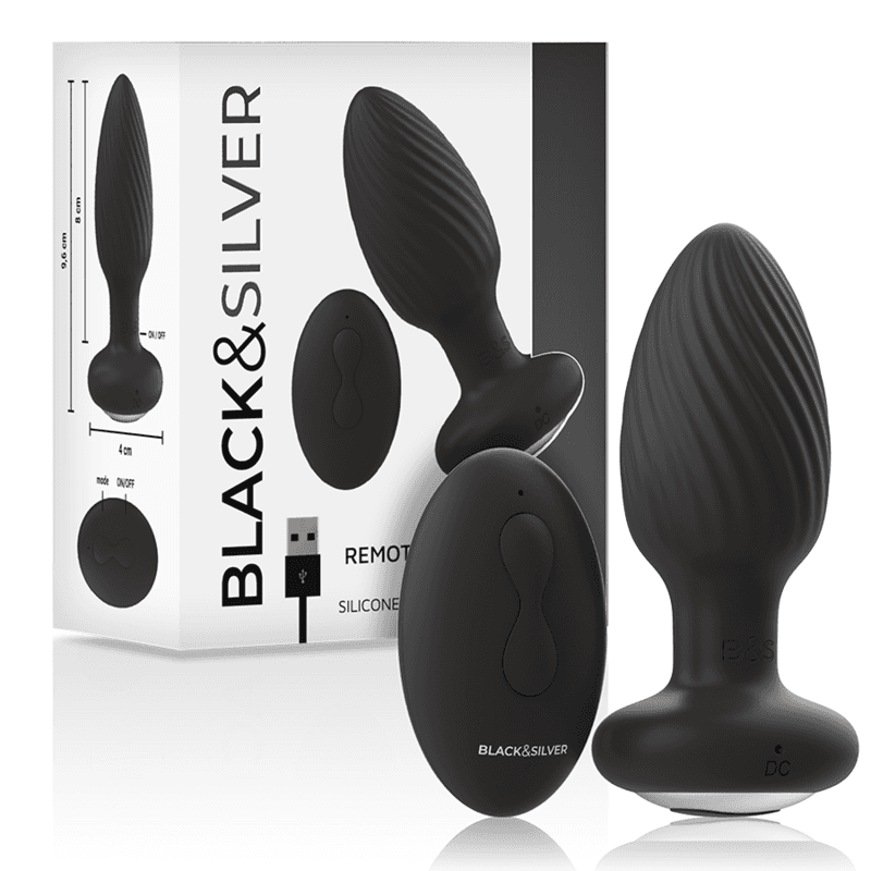 BLACK&SILVER - WELSS ROTIRAJUĆI SILIKONSKI ANALNI ČEP S DALJINSKIM UPRAVLJAČEM
