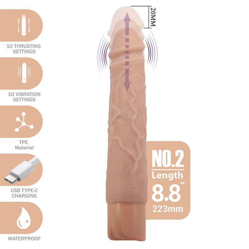 PRETTY LOVE - KESSLER DILDO VIBRANTE REALISTICO CON 10 MODALITÀ DI VIBRAZIONE E 10 ROTAZIONI, 22 CM NATURALE