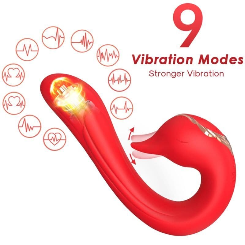 ARMONY - Delfin vibrator multipozicijski s toplinskim efektom, crveni