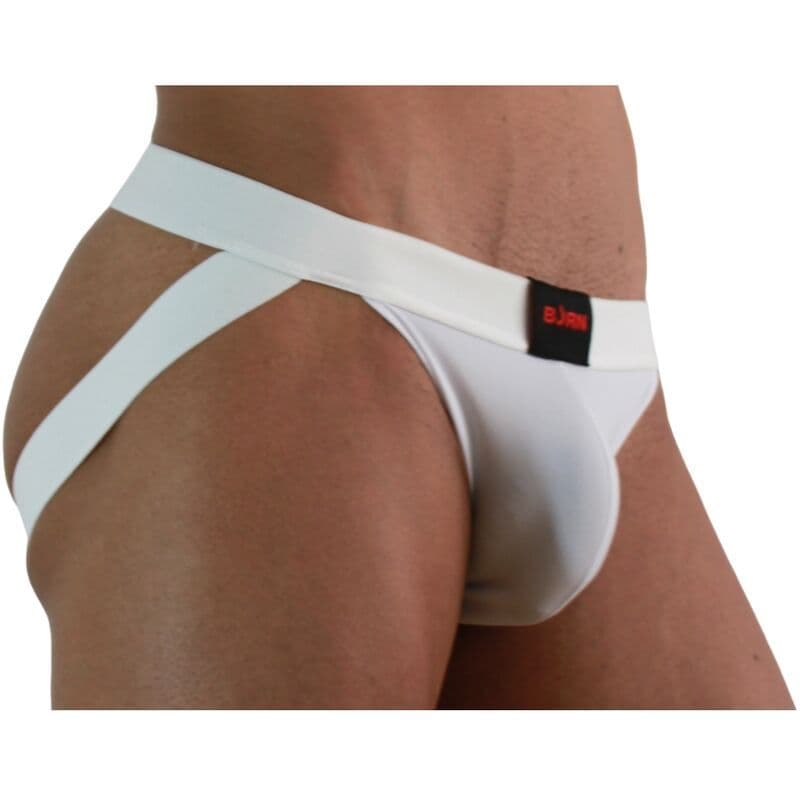 BURN - 007 MUŠKE TANGA GAĆICE JOCKSTRAP LYCRA BIJELA