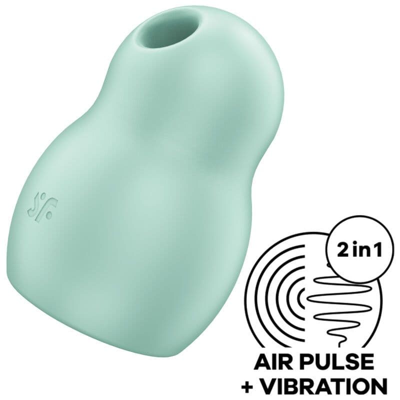 SATISFYER PRO TO GO 1 DVOJNI STIMULATOR Z ZRAČNIMI PULZI IN VIBRATOR, ZELEN