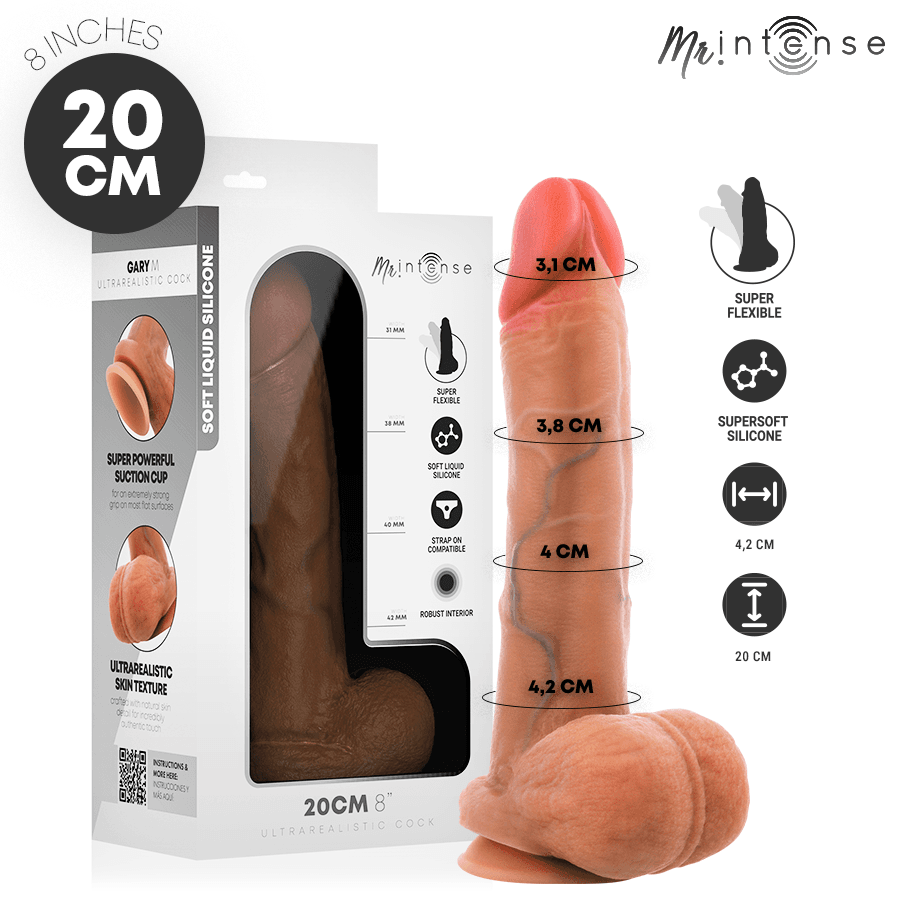 MR INTENSE - Gary M ultra-realistični penis sa testisima od silikona, 20 cm -Ø- 4,2 cm