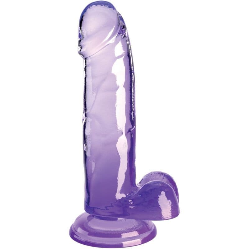 KING COCK - Clear - Prozirni realistični penis s mućima, 15,2 cm - Ljubičasta