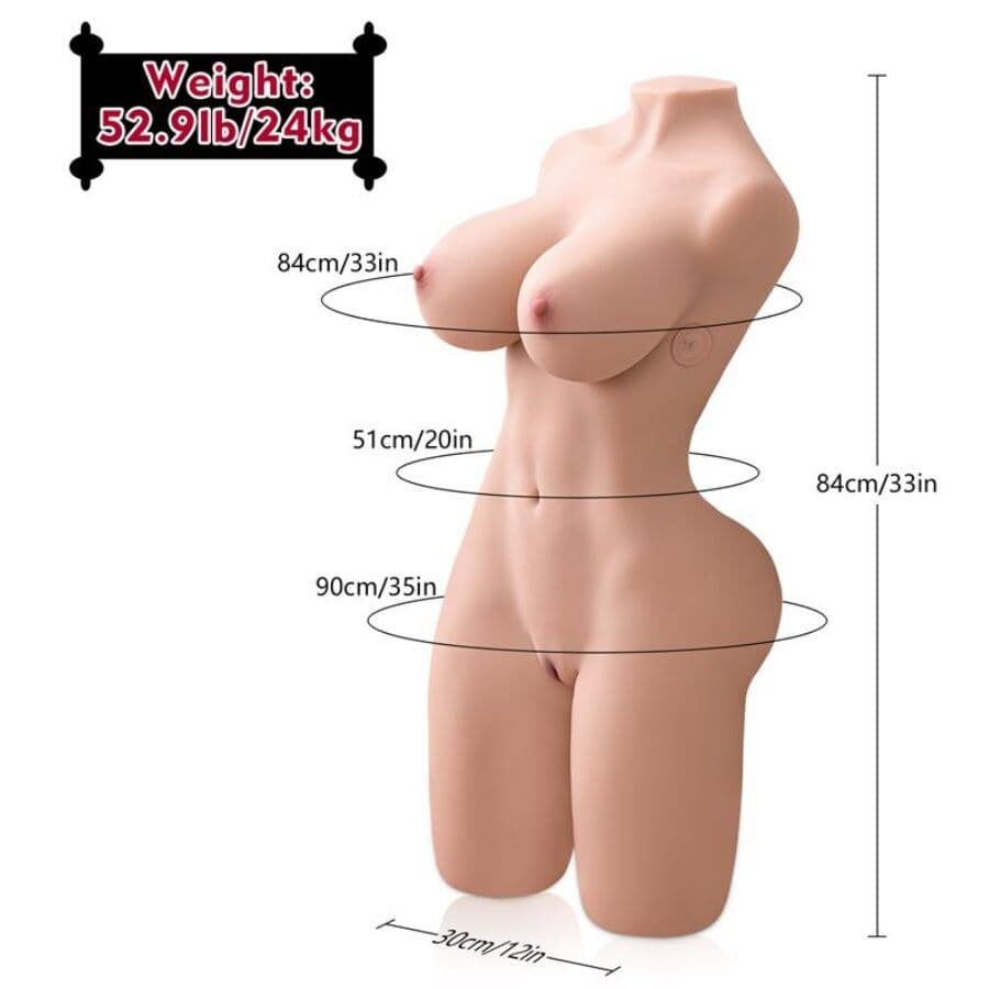 XISE - ERICA REALISTIČNI ŽENSKO TORZO S SUNKOVITIM GIBANJEM IN VIBRACIJO 84 CM