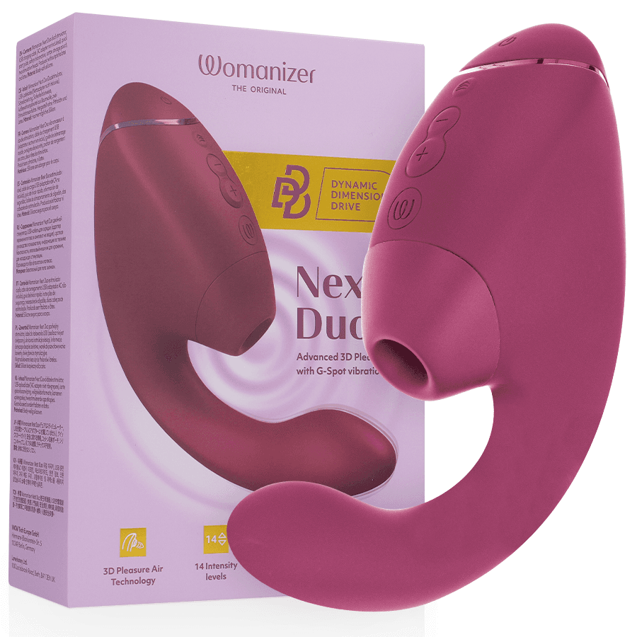 WOMANIZER - DUO NEXT DVOJNI STIMULATOR KLITORISA IN TOČKE G, SIVKASTO ROŽNAT