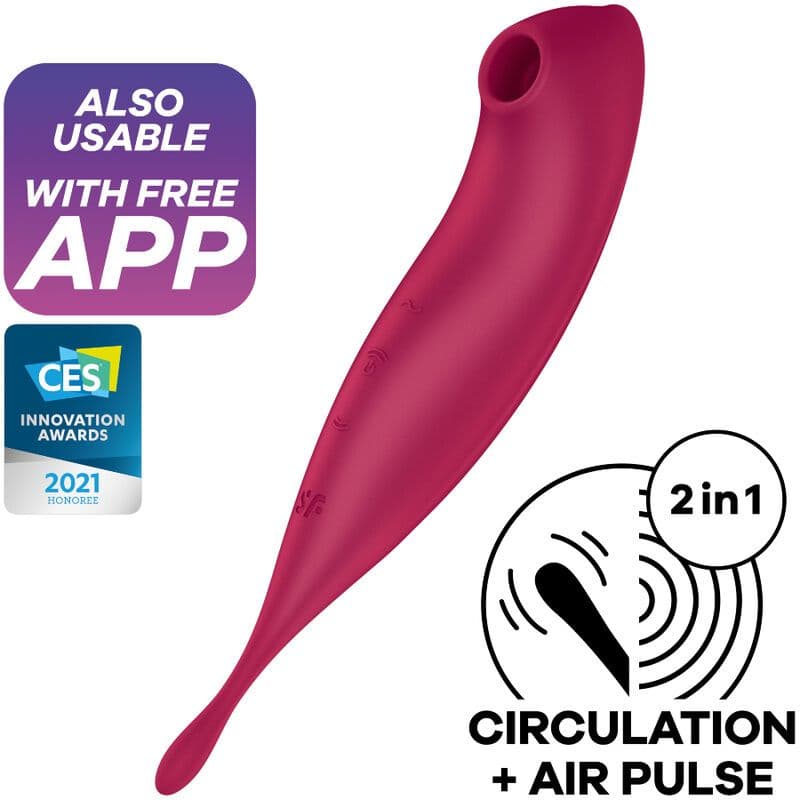 SATISFYER TWIRLING PRO+ STIMULATOR IN VIBRATOR Z APLIKACIJO RDEČ