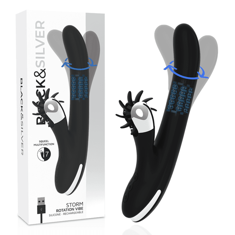 BLACK&SILVER - VRTLJIVI RABBIT VIBRATOR BUNNY STORM ROTATION VIBE