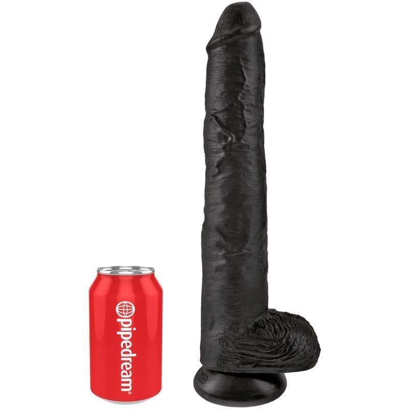 KING COCK - Realistični penis s mućima, 30,5 cm - Crna