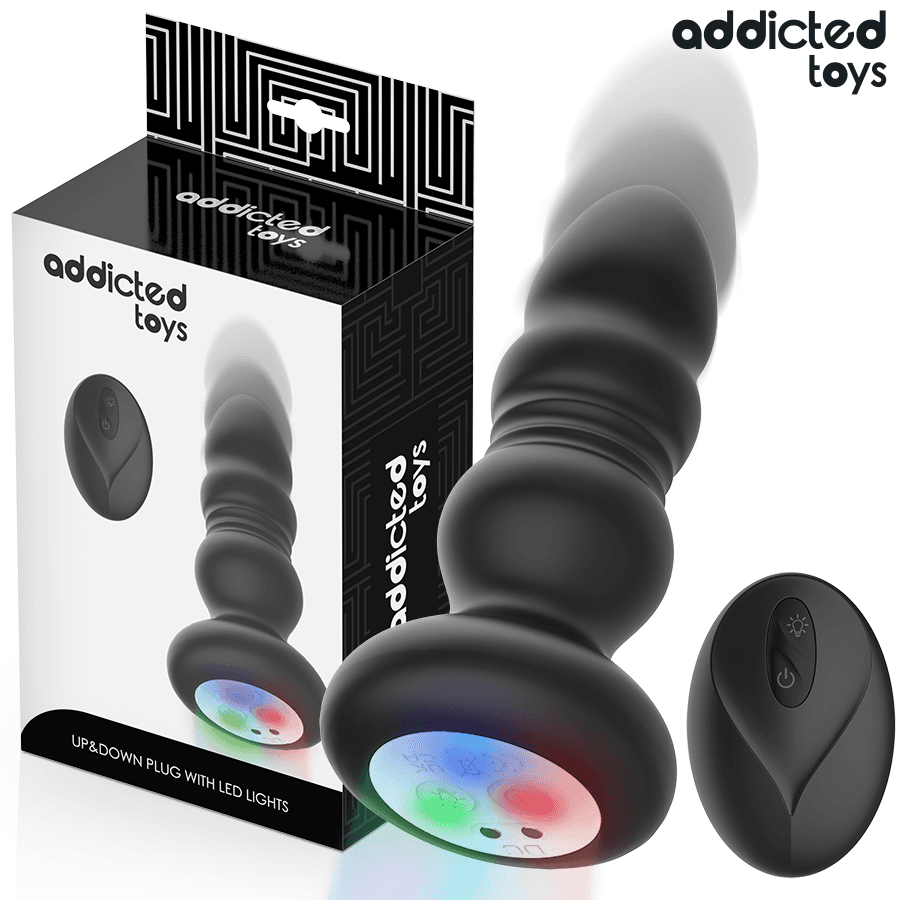 ADDICTED TOYS - SUNKOVIT VIBRIRAJOČ ANALNI ČEP Z LED-LUČKO IN DALJINSKIM UPRAVLJALNIKOM