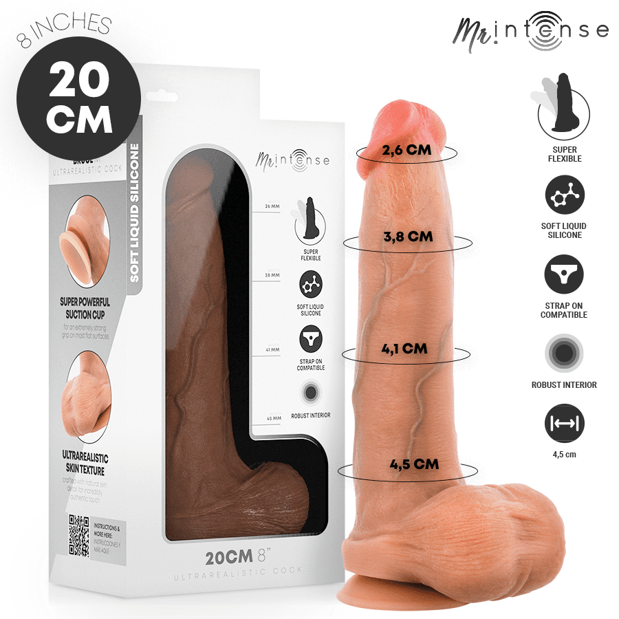 MR INTENSE - BRUCE M DILDO IN SILICONE CON TESTICOLI 20 CM -Ø- 4,5 CM