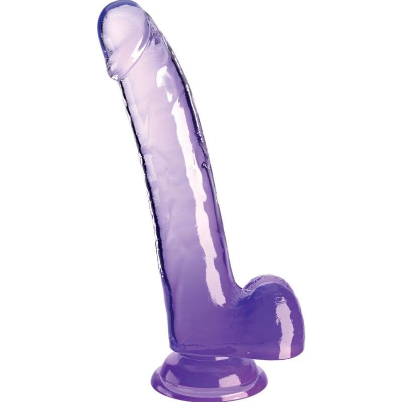 KING COCK PROZIRNI DILDO S MOŠNJAMA 20,3 CM, LJUBIČASTI