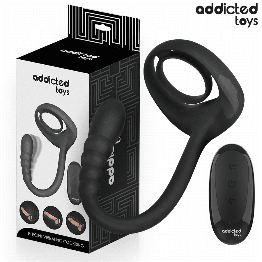 ADDICTED TOYS - VIBRACIJSKI OBROČEK ZA PENIS P-SPOT Z DALJINSKIM UPRAVLJALNIKOM