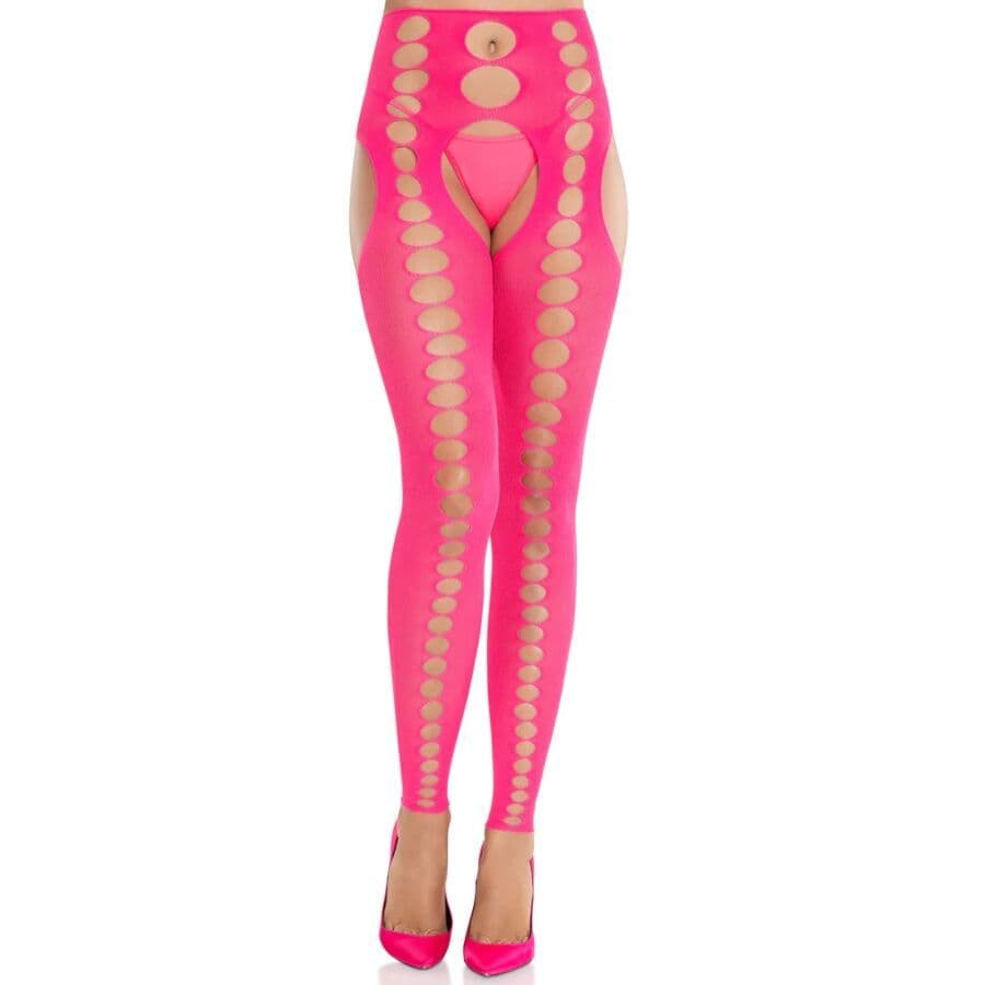 LEG AVENUE - BEŠAVNE NEPROZIRNE ČARAPE BEZ NARAMENICA NEON ROZA