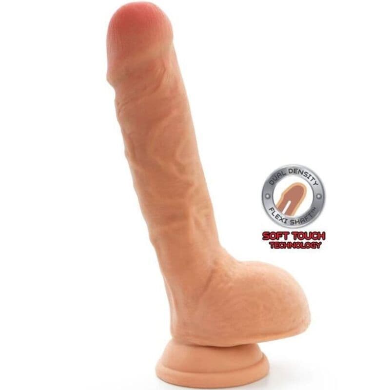 GET REAL, DILDO DVOSTRUKE GUSTOĆE S TESTISIMA 18 CM BOJE KOŽE