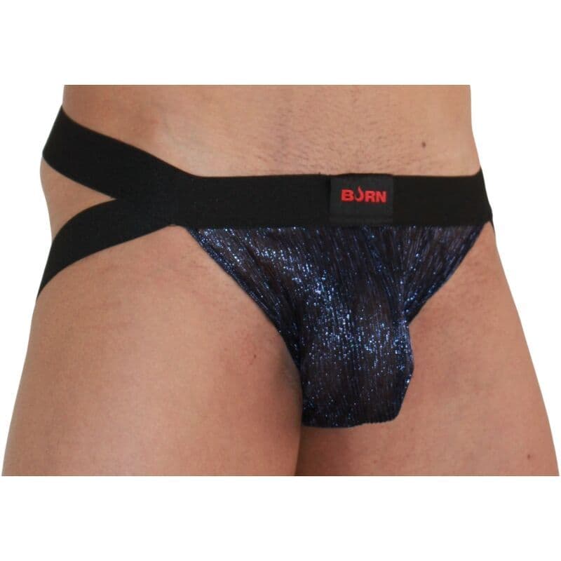 BURN - 006 SJAJNE MUŠKE TANGA GAĆICE JOCKSTRAP PLAVA / CRNA