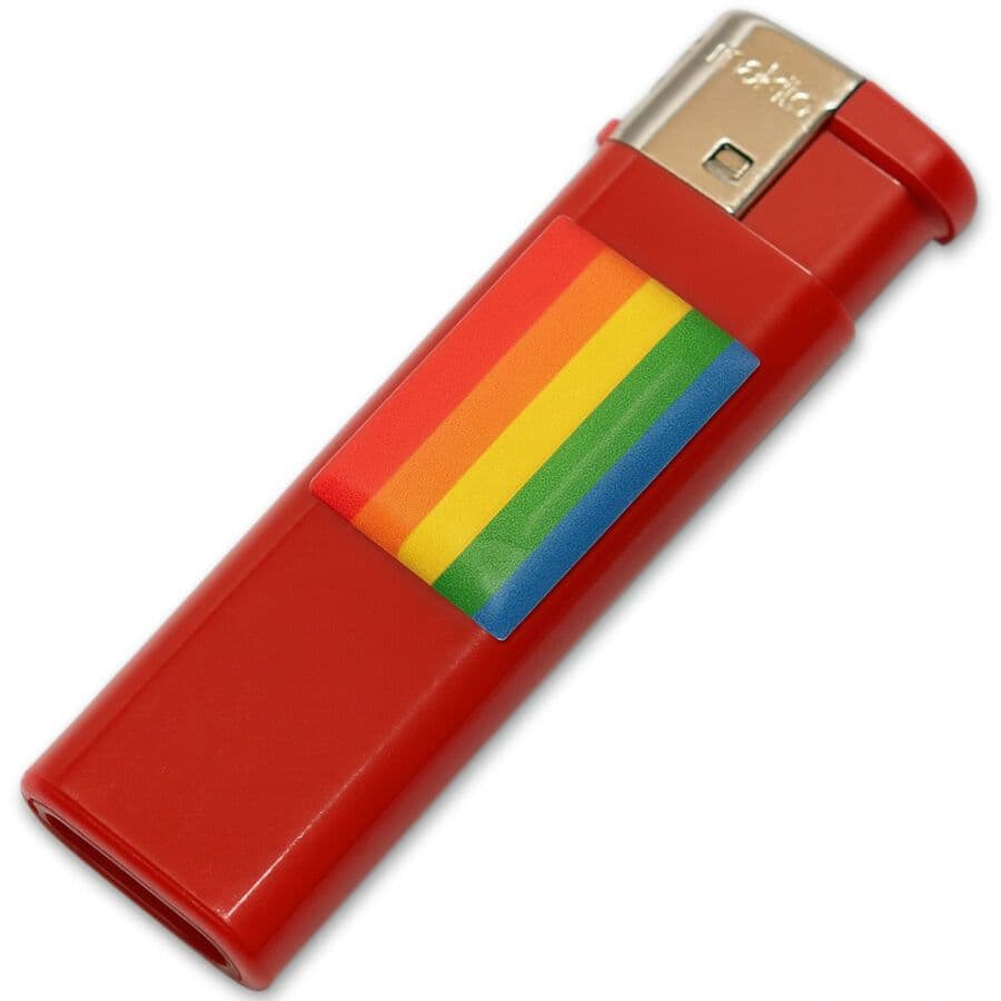 PRIDE - RDEČI VŽIGALNIK Z ZASTAVO LGBT