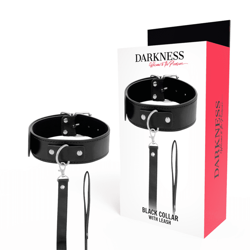 DARKNESS - POSTURALNA OGRLICA S KOŽNIM POVODCEM