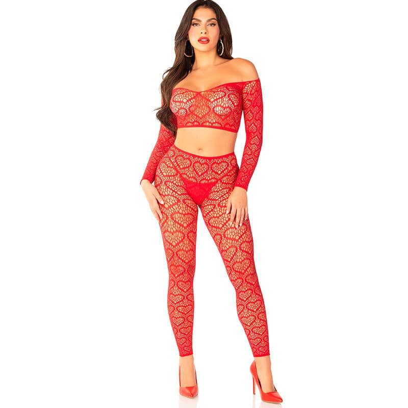 LEG AVENUE - CROP TOP + ČARAPE, CRVENI UNIVERZALNA VELIČINA