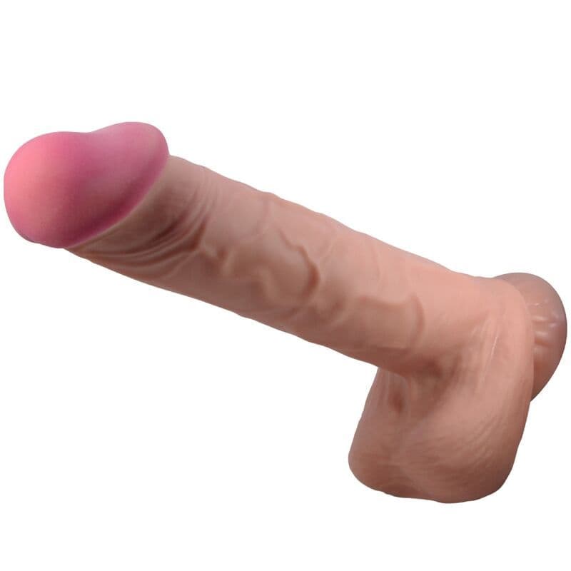 PRETTY LOVE - REALISTIČNI DILDO S POMIČNOM KOŽOM I VAKUUMSKOM ČAŠICOM, SMEĐI, 26 CM