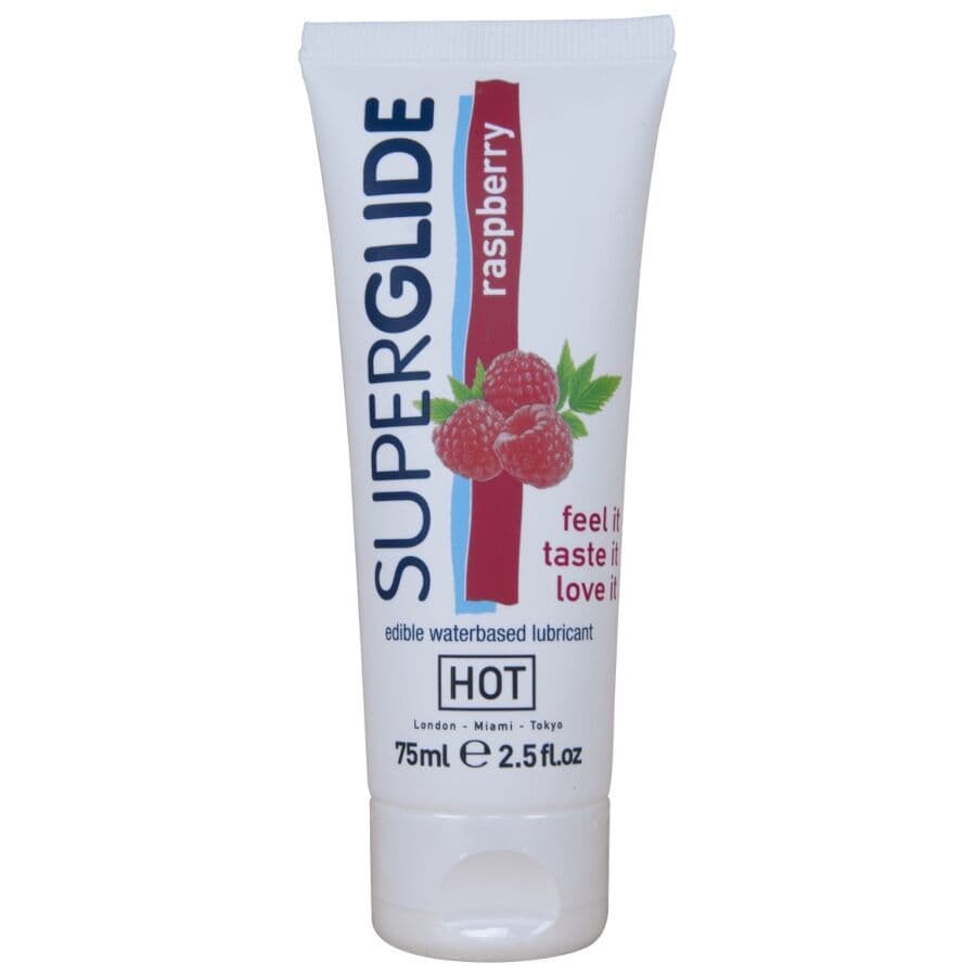 HOT - SUPERGLIDE JESTIVI LUBRIKANT NA BAZI VODE MALINA 75 ML