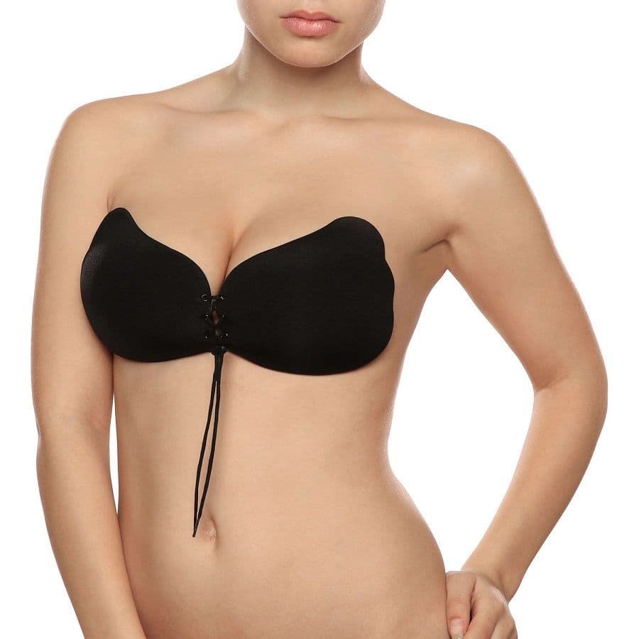 BYE-BRA - LACE-IT SAMOLJEPLJIVI PUSH-UP GRUDNJAK, CRNI, KOŠARICA D