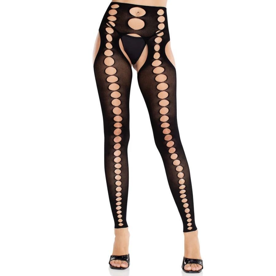 LEG AVENUE - BEŠAVNE NEPROZIRNE ČARAPE BEZ NARAMENICA CRNE