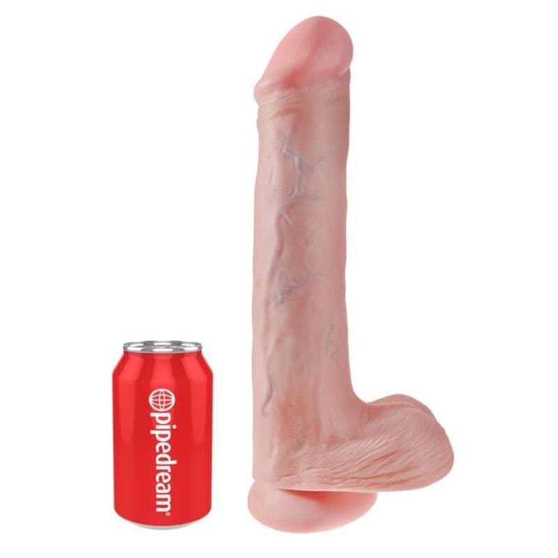KING COCK - Realistični dildo s testisima i čašicom za usisavanje, 38 cm, boja mesa